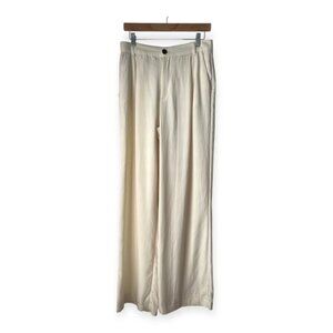 Zara Cream High Waist Wide Leg Pants